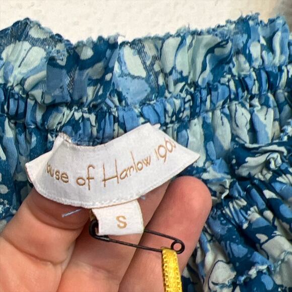 NWT House Of Harlow 1960 Smocked Ruffle Sleeveless Blouse Martine Blue Small - Picture 6 of 11